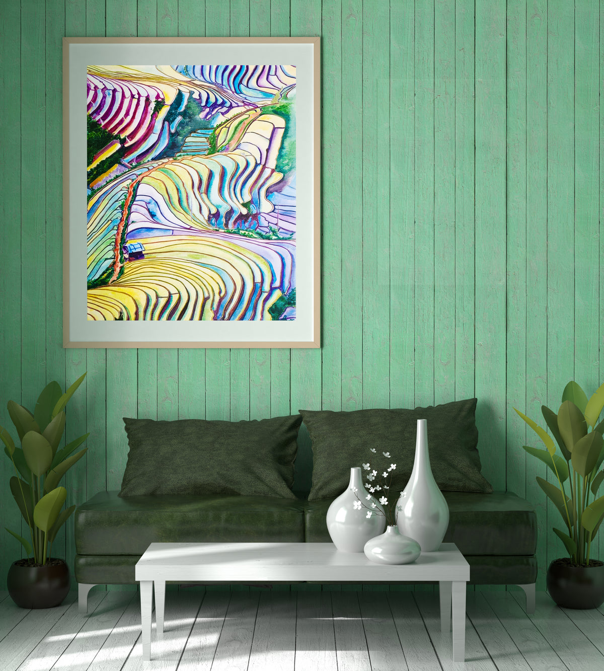 Terraced Hills — Colorful Mountain Landscape Art