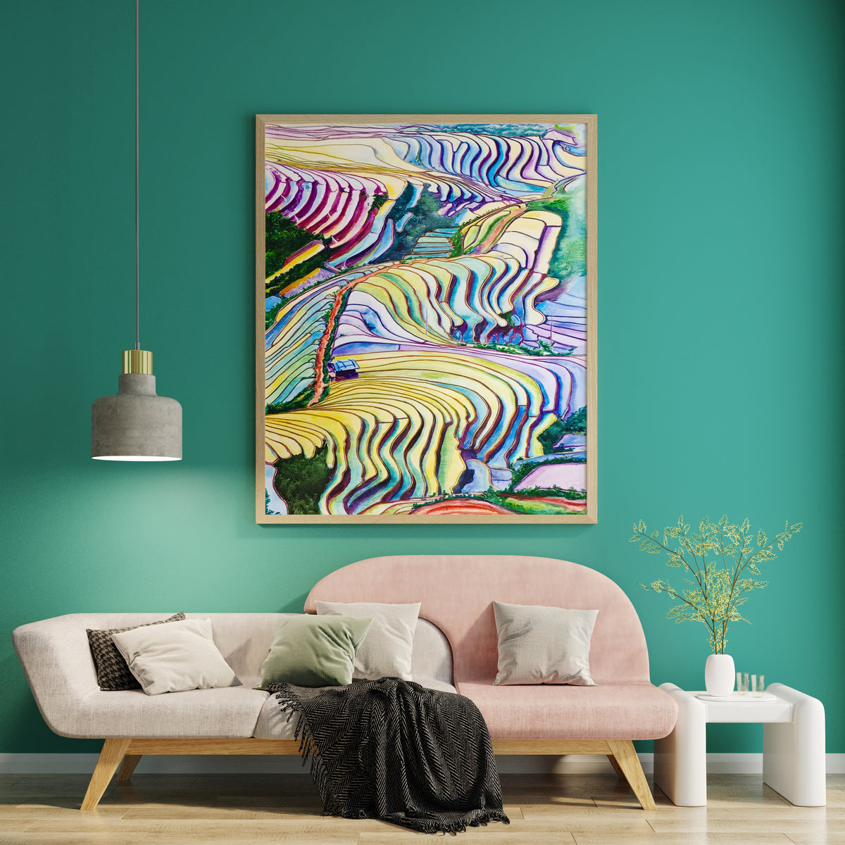 Terraced Hills — Colorful Mountain Landscape Art