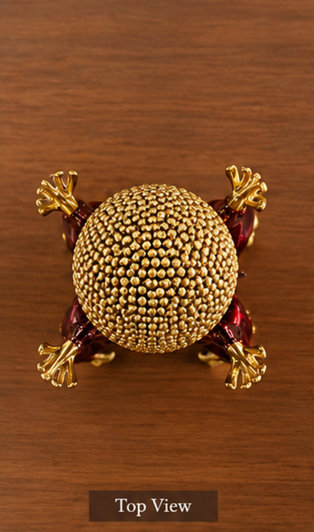 Royal Brass Reindeer Sculpture with Ornate Golden Sphere