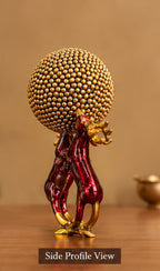 Royal Brass Reindeer Sculpture with Ornate Golden Sphere