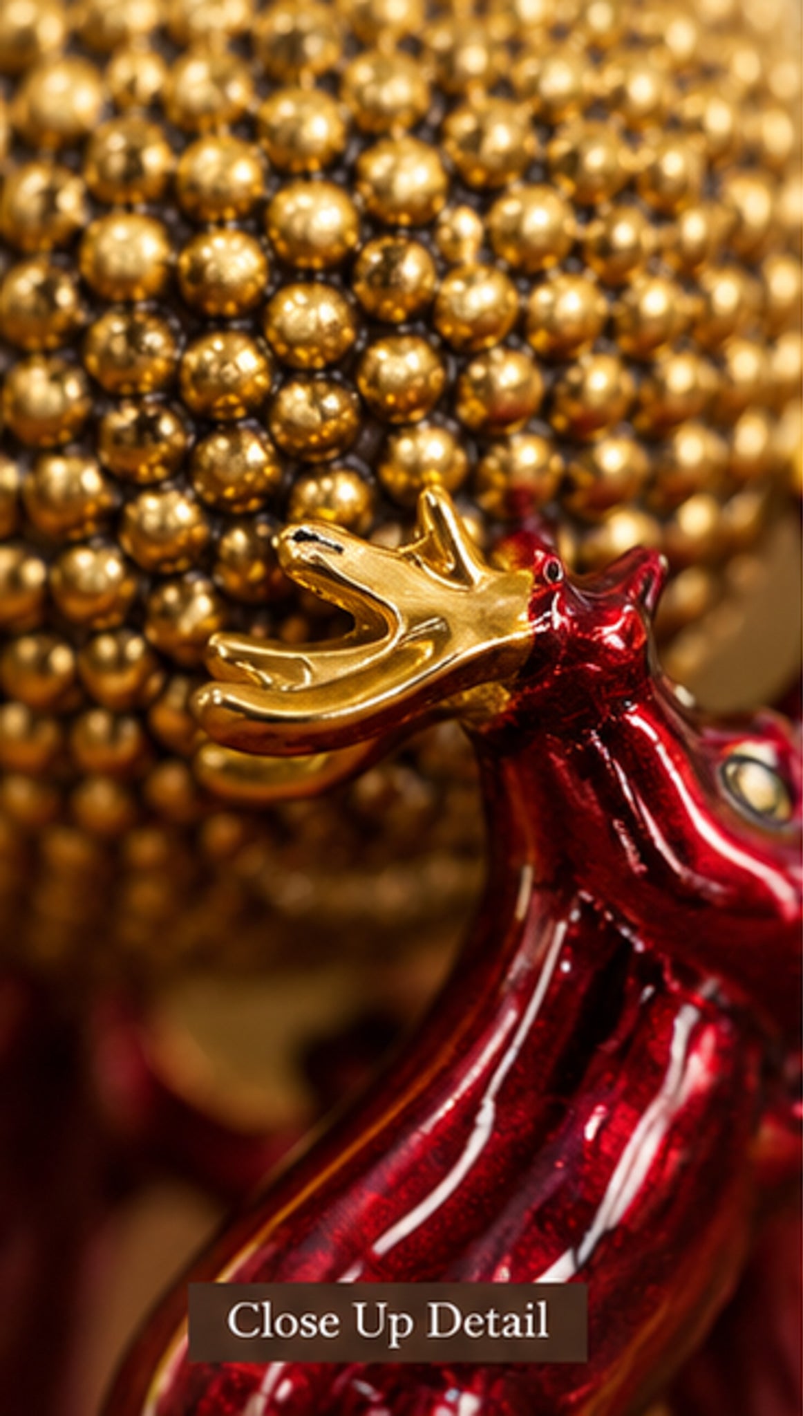 Royal Brass Reindeer Sculpture with Ornate Golden Sphere