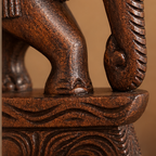 Hand-Carved Wooden Elephant Wall Bracket with Brass Bell