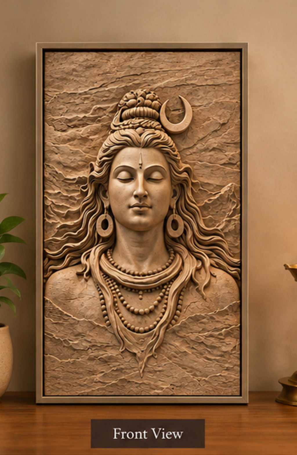 Handcrafted Carved Wooden Shiva Wall Plaque – Traditional Relief Art