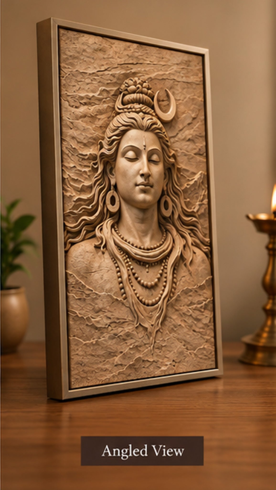 Handcrafted Carved Wooden Shiva Wall Plaque – Traditional Relief Art