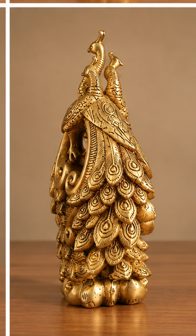 Ornate Brass Peacock Decorative Sculpture – Traditional Indian Craft