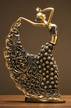 Handcrafted Bronze Dancing Woman Sculpture – Intricate Traditional Decorative Showpiece