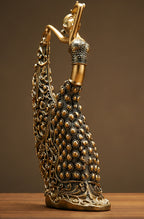 Handcrafted Bronze Dancing Woman Sculpture – Intricate Traditional Decorative Showpiece