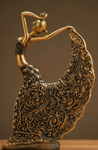 Handcrafted Bronze Dancing Woman Sculpture – Intricate Traditional Decorative Showpiece