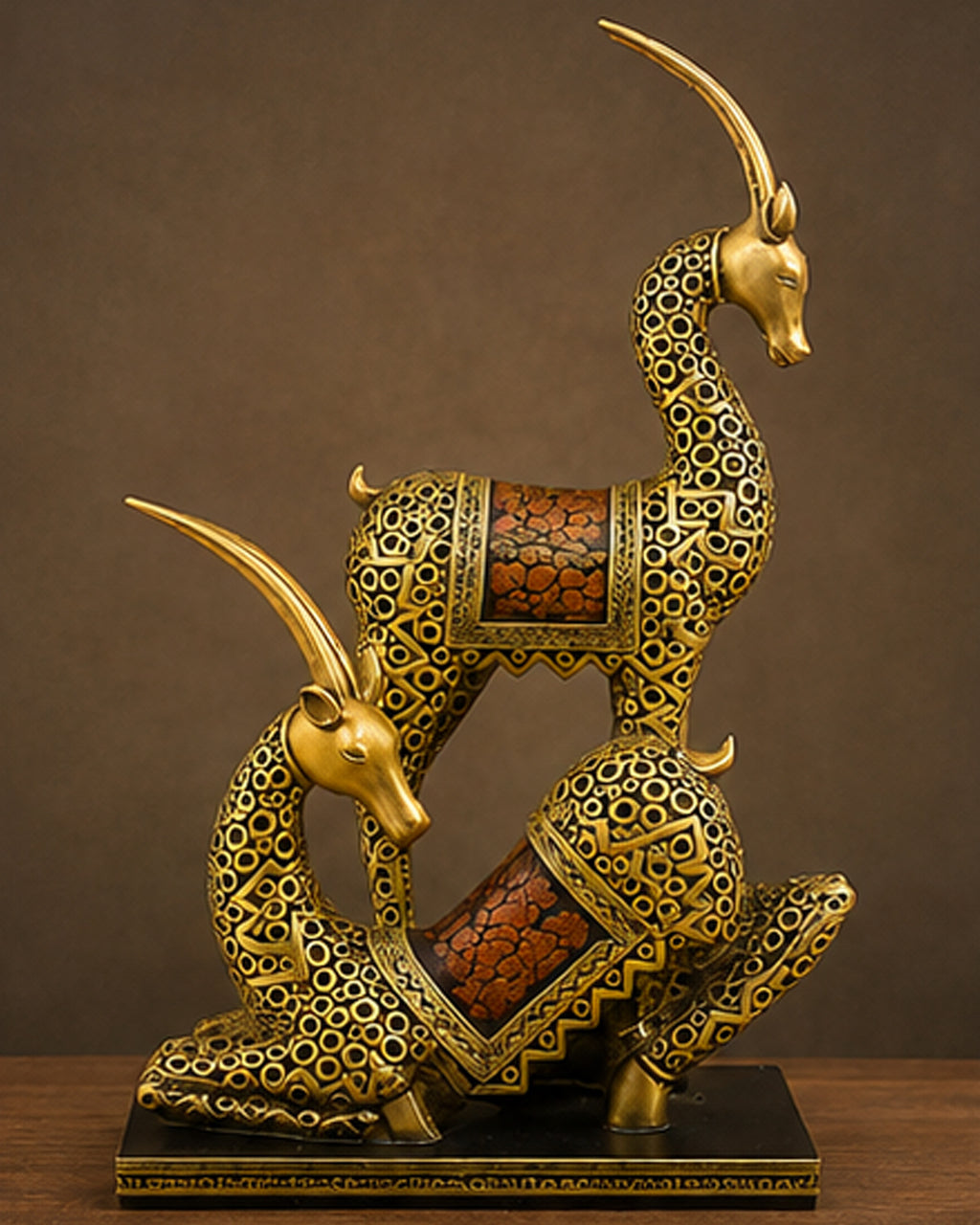 Royal Golden Antelope Pair – Handcrafted Decorative Art Sculpture