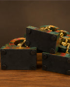 Wood & Brass Contemplation Sculpture Set – Set of 3