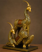Royal Golden Antelope Pair – Handcrafted Decorative Art Sculpture